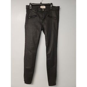 Current/Elliott The Soho Zip Stiletto‎ Skinny in Black Coated Size 25 0